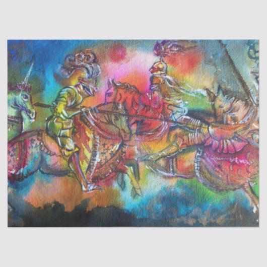 PAPIER MOUSSELINE CHANSON DE ROLAND/ COMBAT DES CHEVALIERS EN TOURNO (Recto)