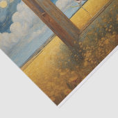 Papier Mousseline Chanson Sur Fleurs Roses Branche Découpage (Détail)