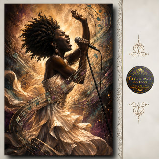 Papier Mousseline Chanteuse Soul Féminine Art Musical Doré