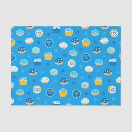 Papier Mousseline Chanukah étoile juive Cupcakes bleu (Recto)