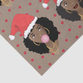 Papier Mousseline Chapeau de Noël, Femme noire, gomme, Chien rouge (Détail)