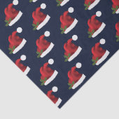 Papier Mousseline Chapeau de Noël Festif Rouge sur Motif bleu (Détail)