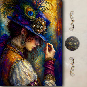 Papier Mousseline Chapeau de Paon Élégance Femme Découpage