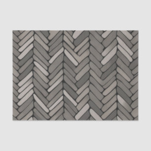 Papier Mousseline Charbon et Gris Herringbone Elegant Géométrique