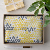 Papier Mousseline Charbon jaune et gris Moderne Floral (Cadeau)