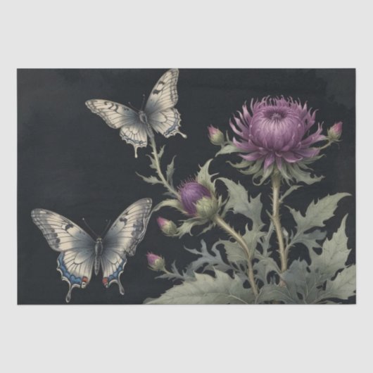 Papier Mousseline Chardons et Papillons (Recto)
