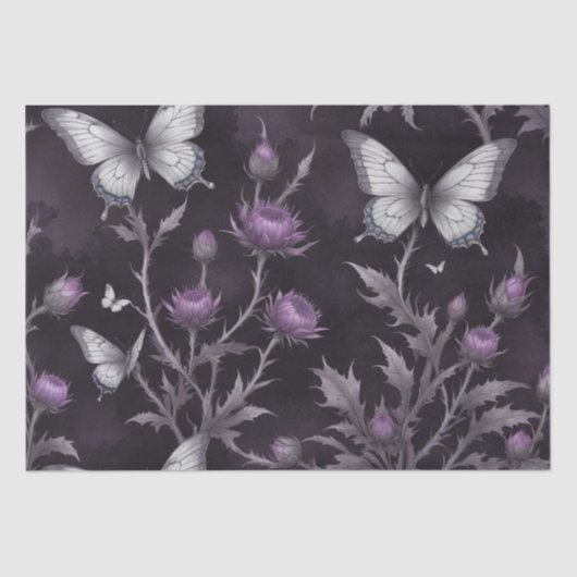 Papier Mousseline Chardons et Papillons (Recto)