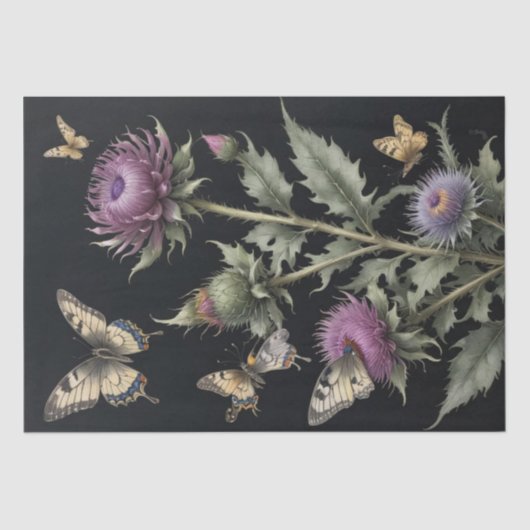 Papier Mousseline Chardons et Papillons (Recto)