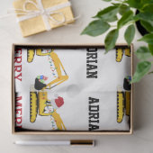 Papier Mousseline Chariot d'excavation de Noël Nom personnalisé (Cadeau)