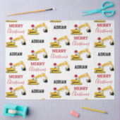 Papier Mousseline Chariot d'excavation de Noël Nom personnalisé (Artisanat)