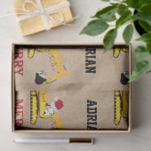 Papier Mousseline Chariot d'excavation de Noël Nom personnalisé (Cadeau)