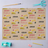 Papier Mousseline Chariot d'excavation de Noël Nom personnalisé (Artisanat)