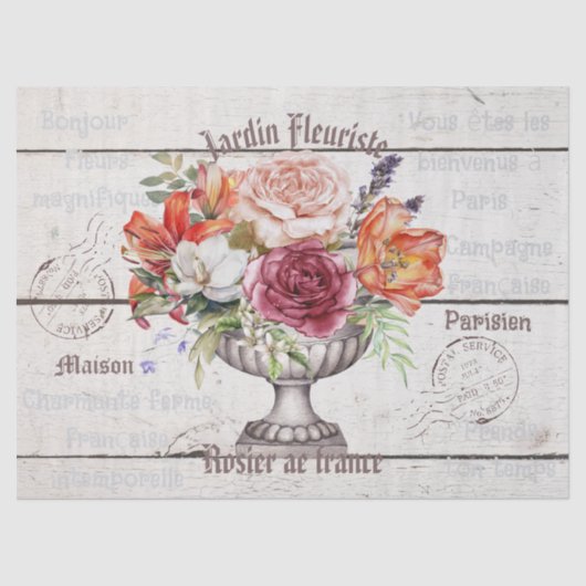 Papier Mousseline Charmant élégant bois rustique Bonjour Découpage (Recto)