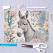 Papier Mousseline Charmante Donkey Pastel Fleurs Ferme Animal (Artisanat)