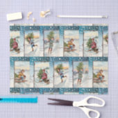 Papier Mousseline Charmante Vintage hiver Angles en neige (Artisanat)