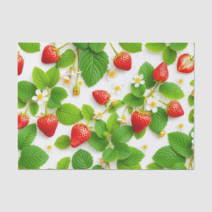 Papier Mousseline Charme Fleur de Fraisier Sauvage et Vigne Sans Cou