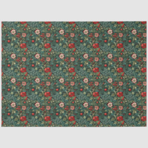 Papier Mousseline Charme français festif : Noël rouge et vert