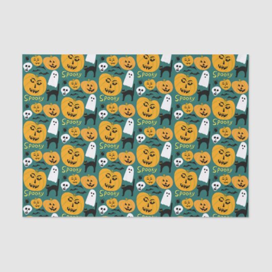 Papier Mousseline Charme Halloween Citrouilles fantôme Éffrayant (Recto)