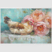 Papier Mousseline Charme Pâques Rustique Poulet tourbières Découpage (Recto)