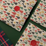 Papier Mousseline Charme vintage : Motif d'arbre de Noël<br><div class="desc">Enveloppez vos cadeaux de vacances dans une élégance intemporelle avec notre papier de tissu "Vintage Charm", avec un motif nostalgique inspiré de motifs de Noël classiques. Contre un arrière - plan de papier rustique, des dessins enchanteurs sur les lignes des arbres de Noël en jaune, vert, rouge et noir ornent...</div>
