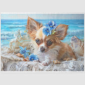 Papier Mousseline Charming Chihuahua Beach Seashell Decoupage (Recto)