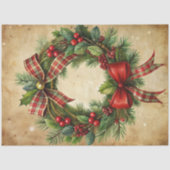 Papier Mousseline Charming Christmas wreath tissue paper rustic tone (Recto)