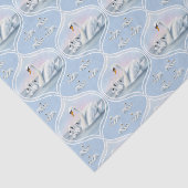 Papier Mousseline Charming Mama Swan with Baby in Peach Sunset (Détail)