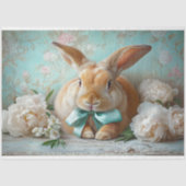 Papier Mousseline Charming Pastel Bunny & Peony Découpage de Pâques (Recto)