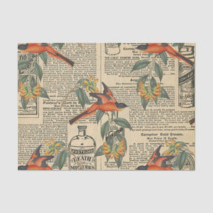 Papier Mousseline Charming Vintage Bird Decoupage Papier de tissus