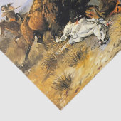 Papier Mousseline "Chasse au buffle" Cowboy Art de Charles Russell (Détail)