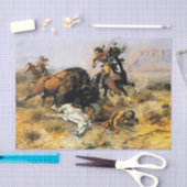 Papier Mousseline "Chasse au buffle" Cowboy Art de Charles Russell (Artisanat)