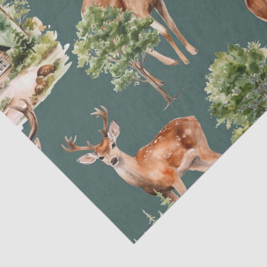 Papier Mousseline Chasse aux cerfs Noël Rustique (Détail)