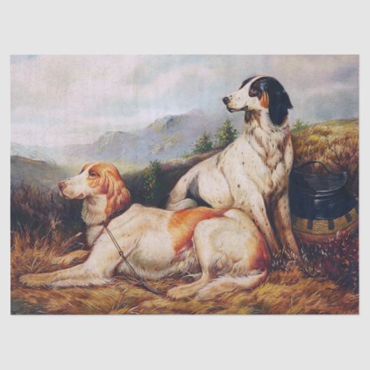 Papier Mousseline Chasse vintage Chiens Portrait Découpage (Recto)