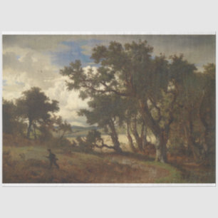 Papier Mousseline Chasseur dans un paysage rural (Andreas Achenbach)