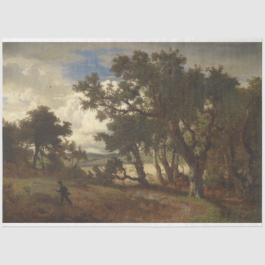 Papier Mousseline Chasseur dans un paysage rural (Andreas Achenbach) (Recto)