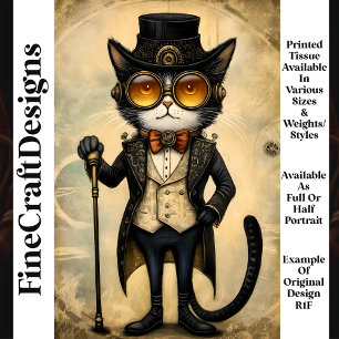 Papier Mousseline Chat Anthropomorphe Steampunk Chic R1F Découpage