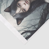 Papier Mousseline Chat asiatique sorcière Furry avec chat noir (Détail)