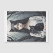 Papier Mousseline Chat asiatique sorcière Furry avec chat noir (Recto)