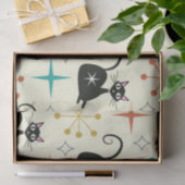 Papier Mousseline Chat atomique noir du milieu du siècle avec Starbu (Cadeau)