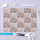 Papier Mousseline Chat blanc élégant en Motif de bijoux de luxe (Artisanat)