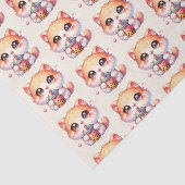 Papier Mousseline Chat Boire Boba Cute Bubble Thé (Détail)