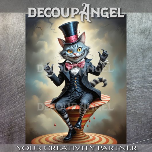 Papier Mousseline Chat Cheshire Cirque Victorien - Découpage