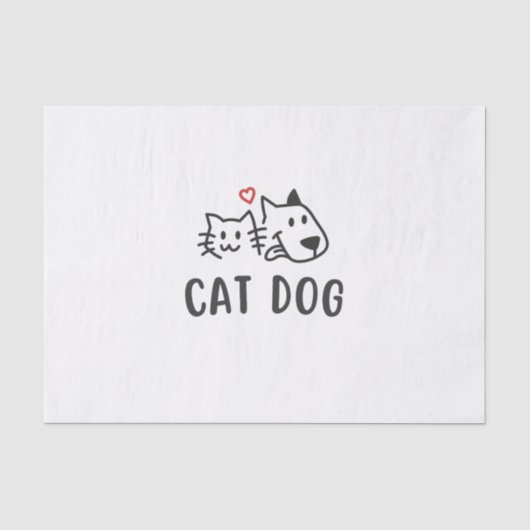 Papier Mousseline Chat Chien – Conception de chat et de chien minima (Recto)