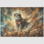 Papier Mousseline Chat cosmique Steampunk Gear Aventure Découpage (Recto)