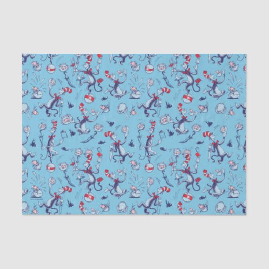 Papier Mousseline Chat Dans Le Casquette | Motif bleu (Recto)