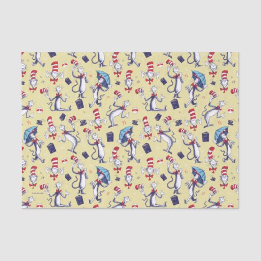 Papier Mousseline Chat Dans Le Casquette | Motif jaune (Recto)