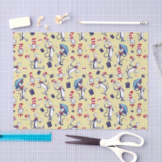 Papier Mousseline Chat Dans Le Casquette | Motif jaune (Artisanat)