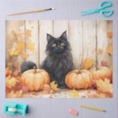 Papier Mousseline Chat d'automne et découpage Citrouille (Artisanat)