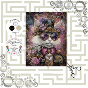 Papier Mousseline Chat de couleur vibre à vapeur Decoupage