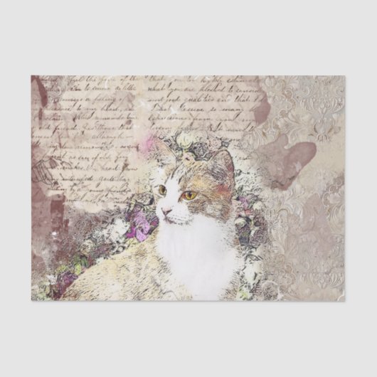 Papier Mousseline Chat de cru d'aquarelle (Recto)